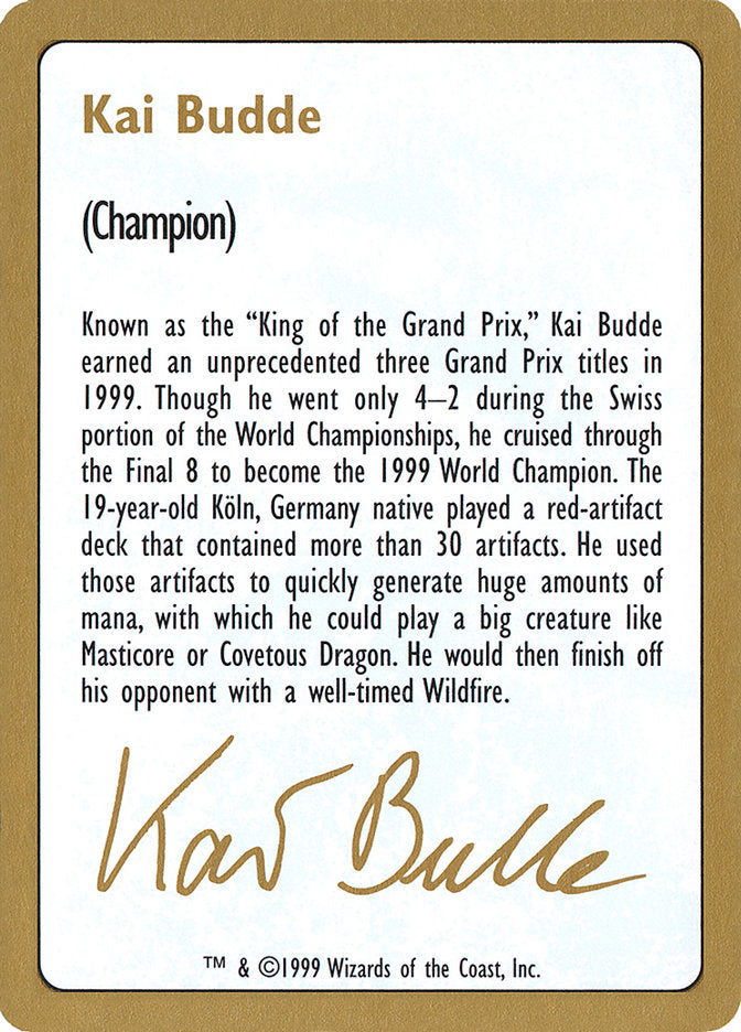 Biographie de Kai Budde [Decks du Championnat du Monde 1999]