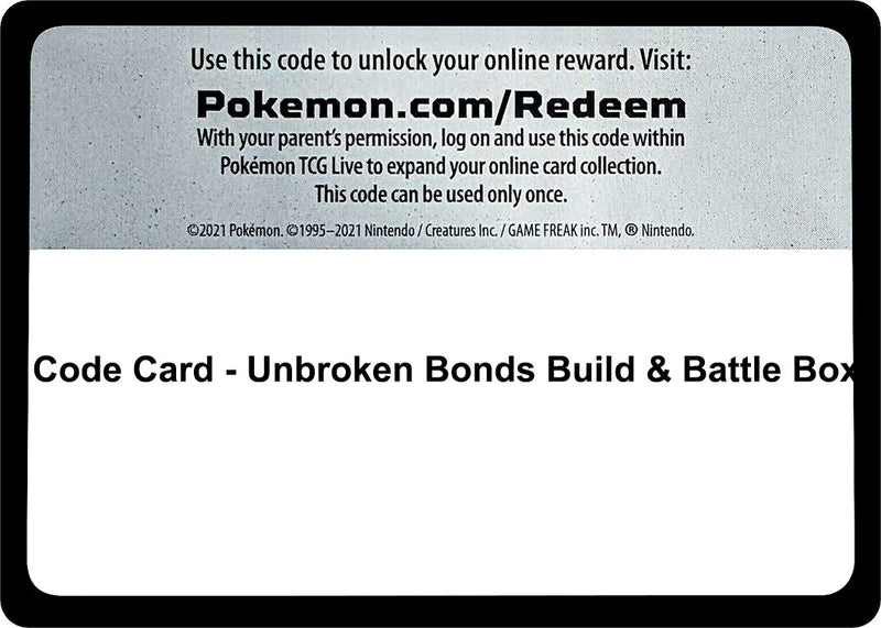 Image for Code Card - Unbroken Bonds Build & Battle Box - Pokemon