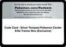 Image for Code Card - Silver Tempest Pokemon Center Elite Trainer Box (Exclusive) - Pokemon