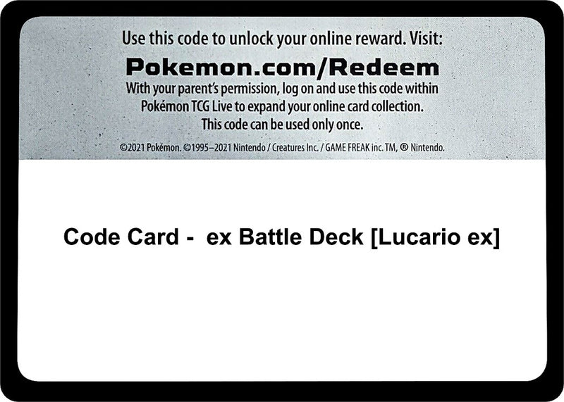Image for Code Card - ex Battle Deck [Lucario ex] (MCAP) - Pokemon