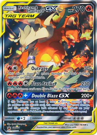 Reshiram & Dracaufeu GX (SM201) (Carte géante) [Soleil et Lune : Cartes promo étoiles noires]