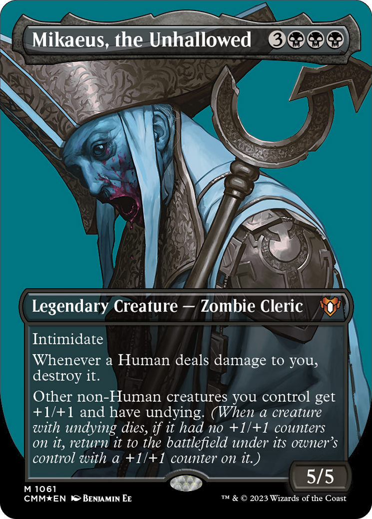 Mikaeus, l'Impie (Textured Foil sans bordure, cadre cassé) [Commander Masters]