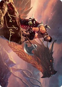 Carte d'art Berserker draconique (Signature estampillée or) [Série d'art Kaldheim]