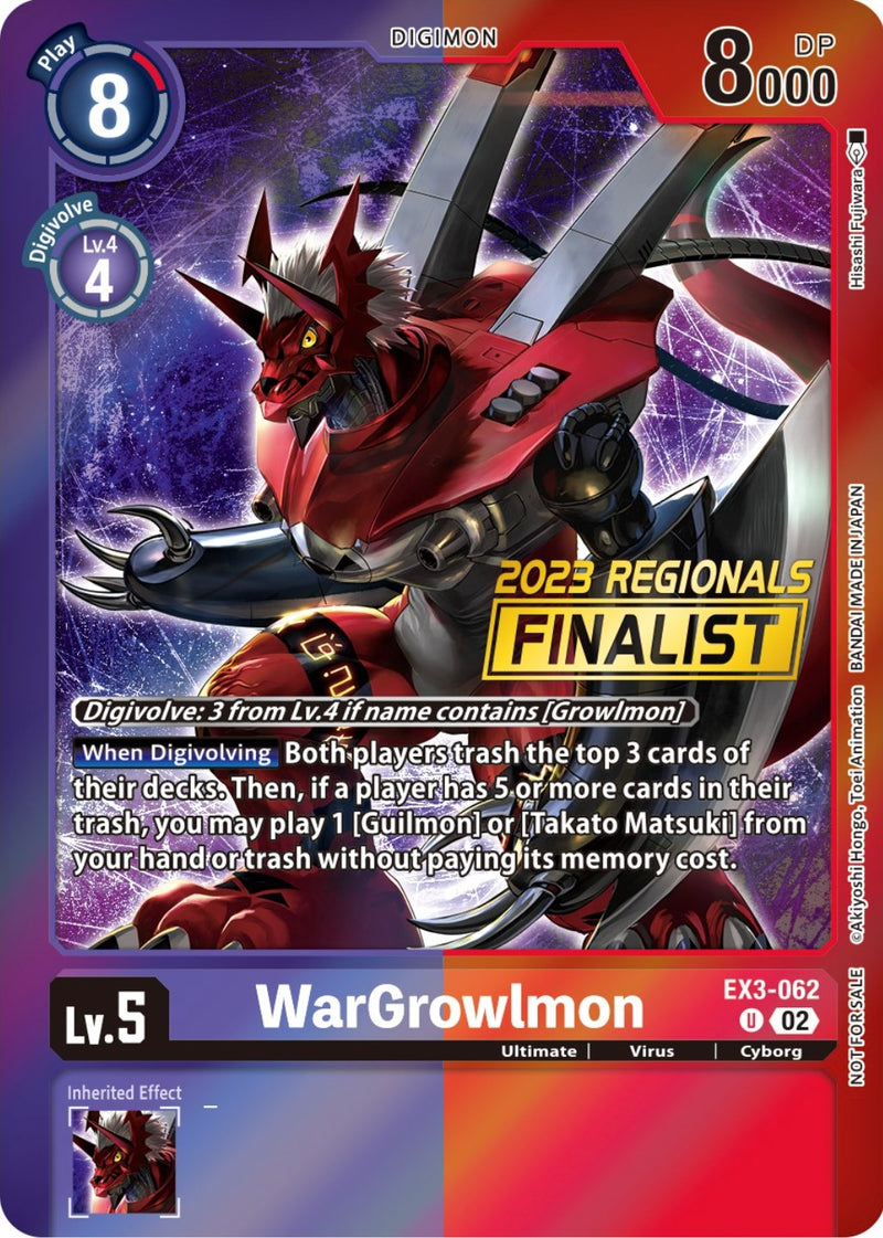 WarGrowlmon [EX3-062] (Finalista Regional 2023) [Draconic Roar Promos]