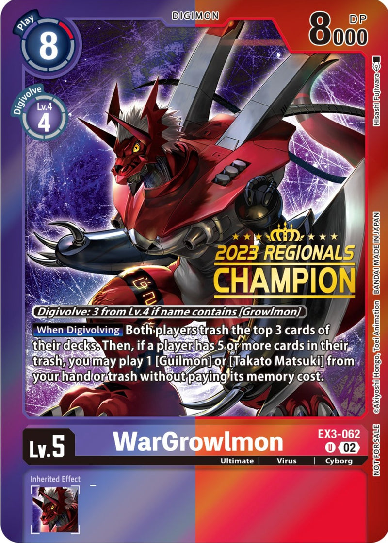 WarGrowlmon [EX3-062] (Campeón Regional 2023) [Promocionales Draconic Roar]