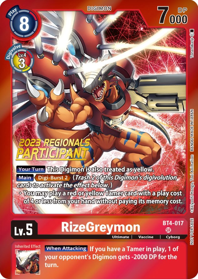 RizeGreymon [BT4-017] (Participante Regionales 2023) [Promocionales Gran Leyenda]