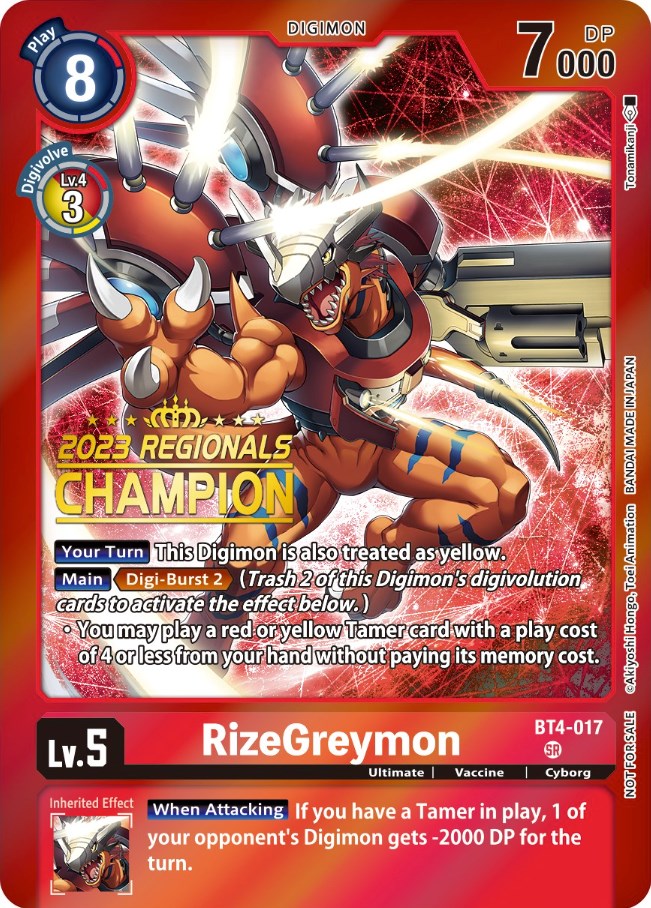 RizeGreymon [BT4-017] (Campeón de Regionales 2023) [Promos de Great Legend]