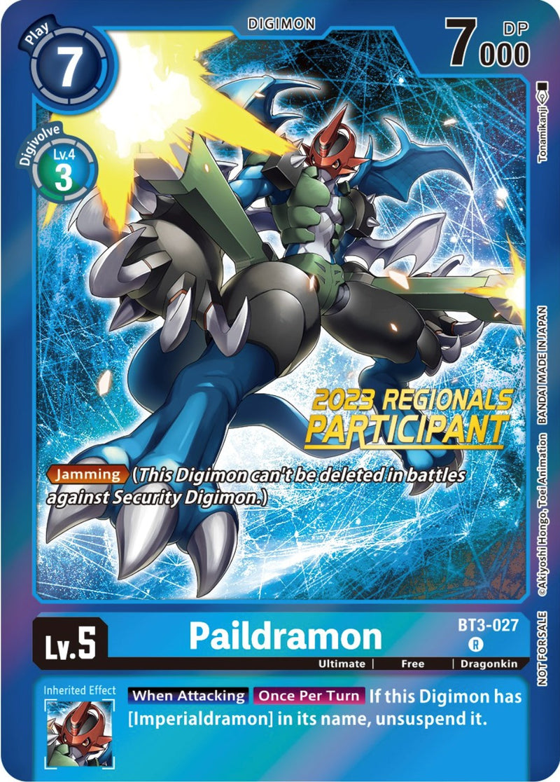 Paildramon [BT3-027] (Participante de Regionales 2023) [Promos de Lanzamiento de Boosters Especiales]