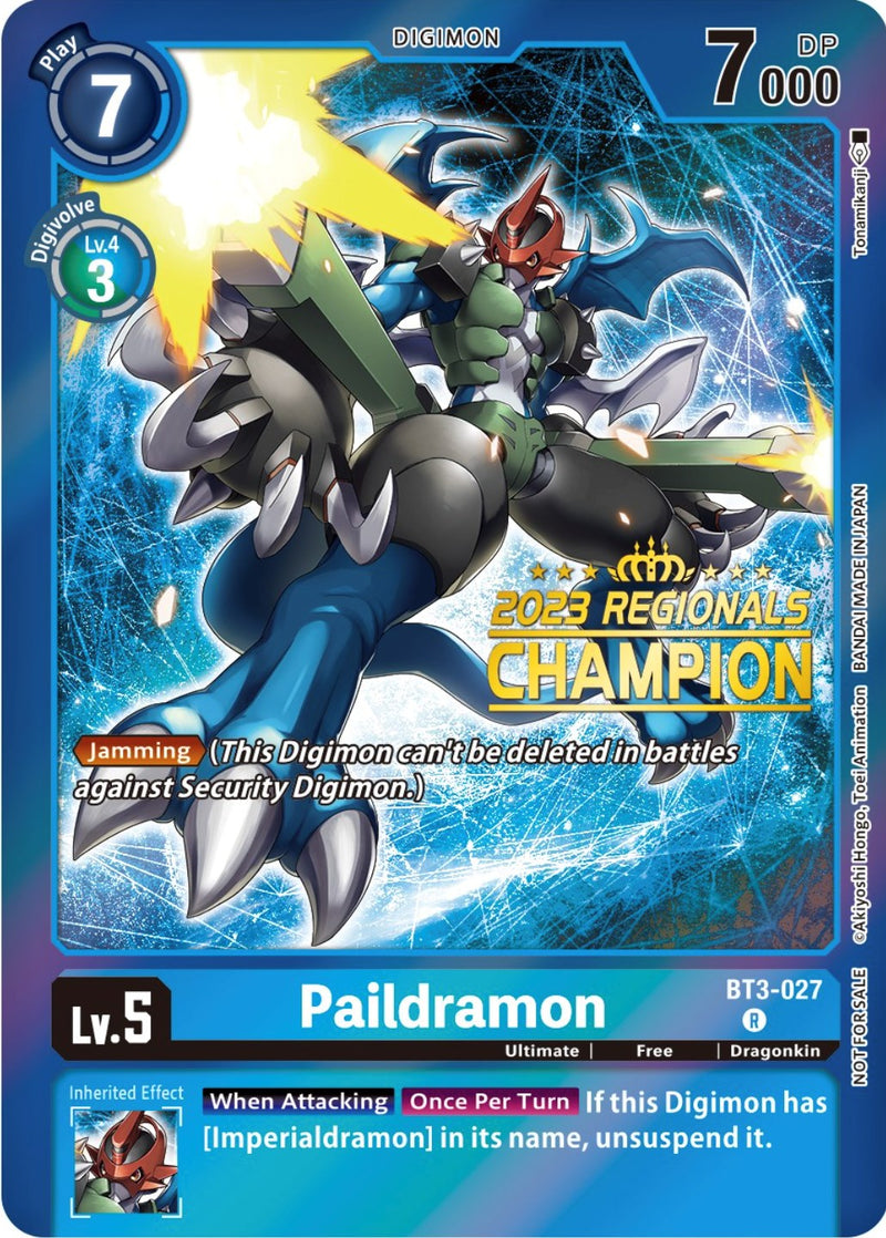 Paildramon [BT3-027] (Campeón Regional 2023) [Promos del Booster Especial de Lanzamiento]