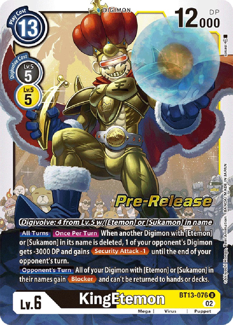 KingEtemon [BT13-076] [Cartas de Pre-Lanzamiento del Booster Versus Royal Knights]