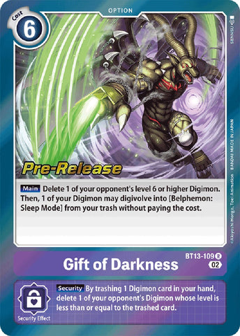 Regalo de Oscuridad [BT13-109] [Cartas de Pre-Lanzamiento del Booster Versus Royal Knights]