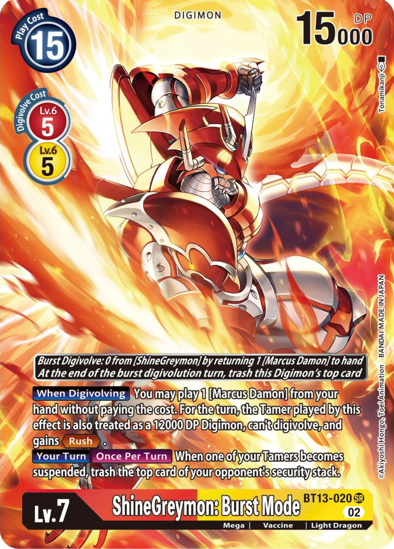 ShineGreymon: Modo Ráfaga [BT13-020] (Arte Alternativo) [Booster Versus Royal Knights]