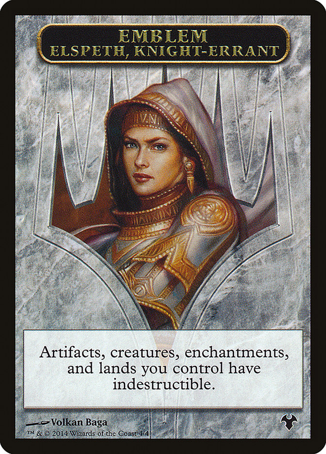 Jeton emblème – Elspeth, chevaleresse errante // Jeton créature Soldat recto-verso [Deck d'événement Modern 2014 jetons]