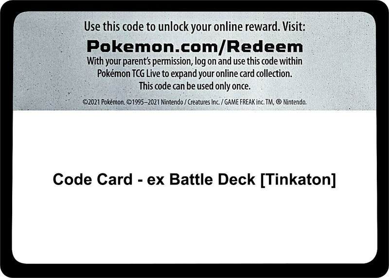 Image for Code Card - ex Battle Deck [Tinkaton] (MCAP) - Pokemon