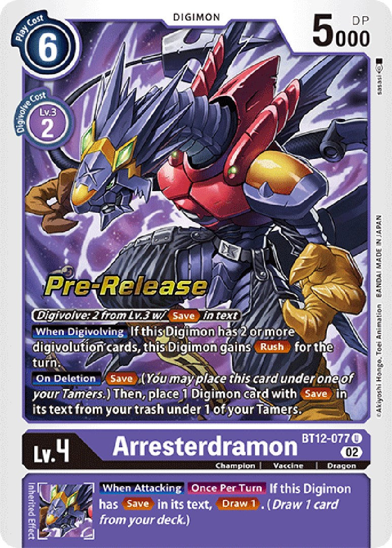 Arresterdramon [BT12-077] [Cartas de Pre-Lanzamiento Vínculos Temporales]