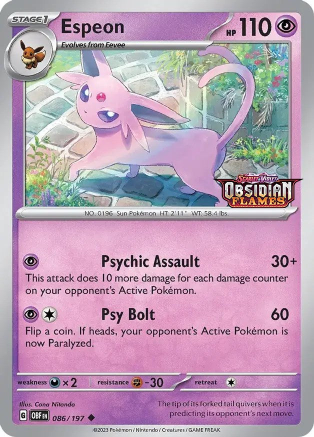 Espeon (086/197) (Exclusivo de Best Buy) [Escarlata y Púrpura: Promociones de Estrella Negra]