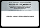 Image for Code Card - Obsidian Flames 3 Pack Blister [Eevee] - Pokemon