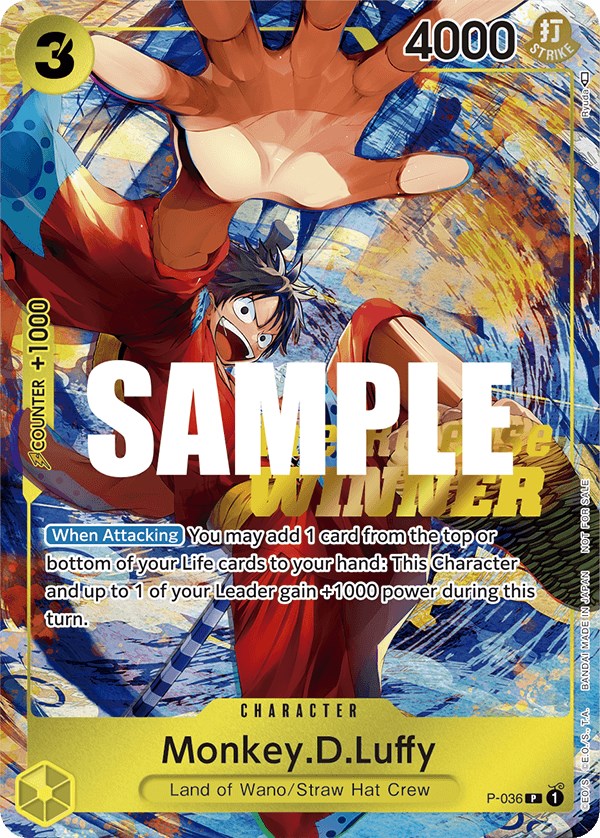 Monkey.D.Luffy (Torneo Pre-Lanzamiento) [Ganador] [Cartas Promocionales de One Piece]