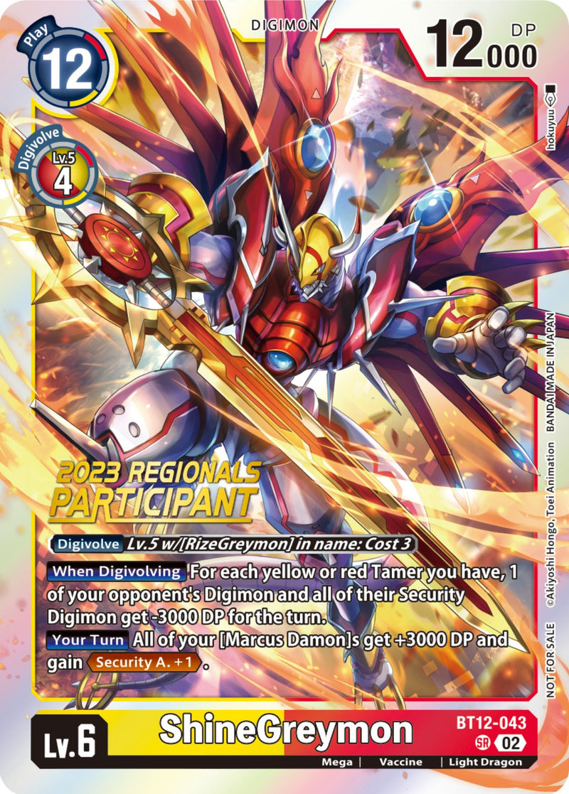 ShineGreymon [BT12-043] (Participante Regional 2023) [A Través del Tiempo]