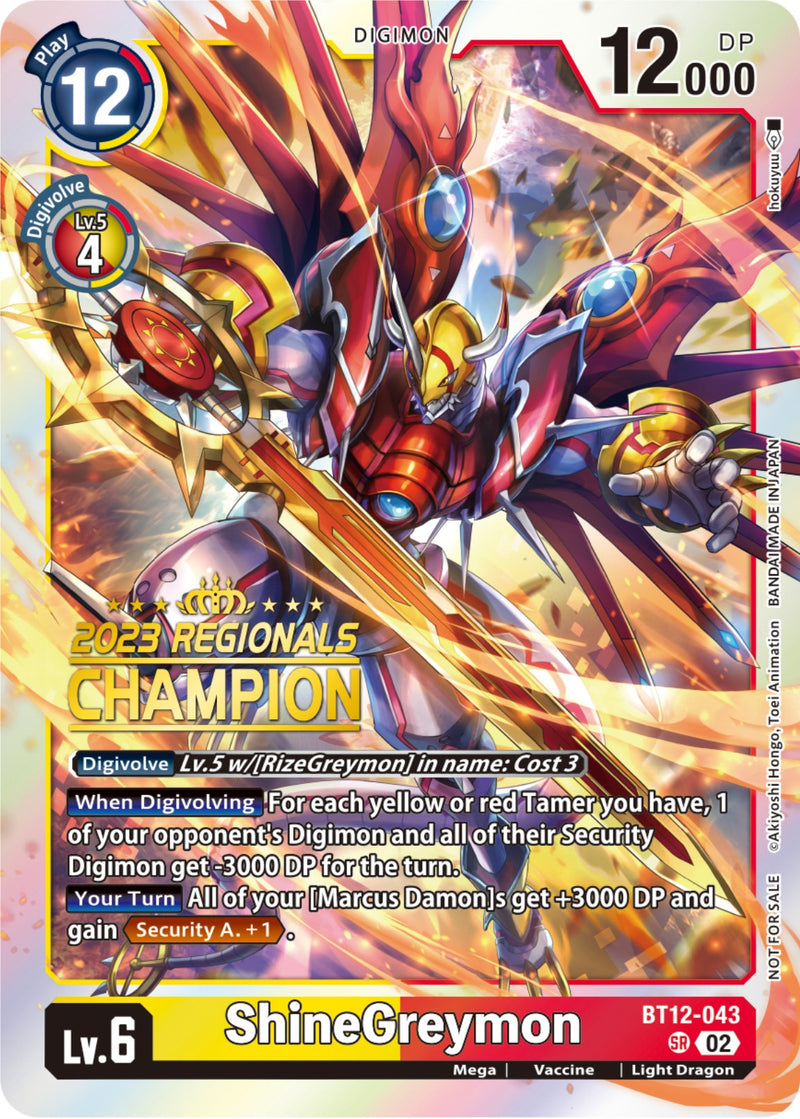 ShineGreymon [BT12-043] (Campeón Regional 2023) [A Través del Tiempo]