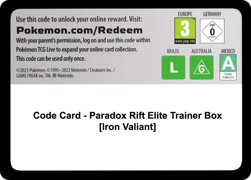 Image for Code Card - Paradox Rift Elite Trainer Box [Iron Valiant] - Pokemon