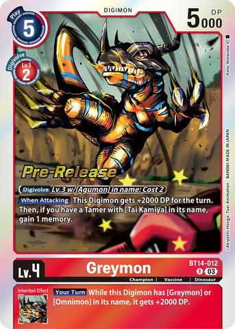 Greymon [BT14-012] [Cartas de Preestreno de Blast Ace]