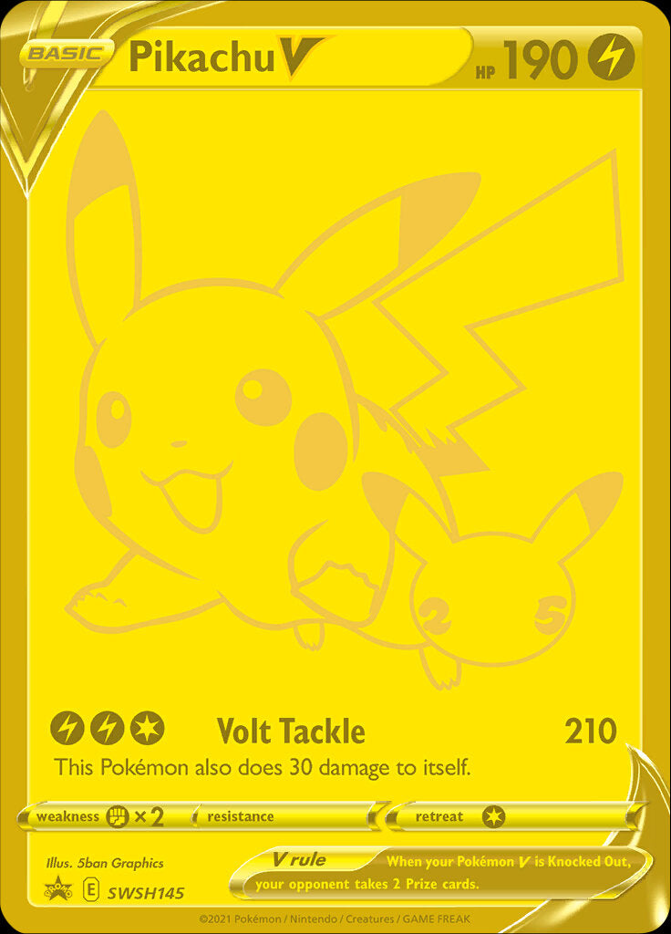 Pikachu V (SWSH145) (Celebraciones) [Espada y Escudo: Promocionales Black Star]