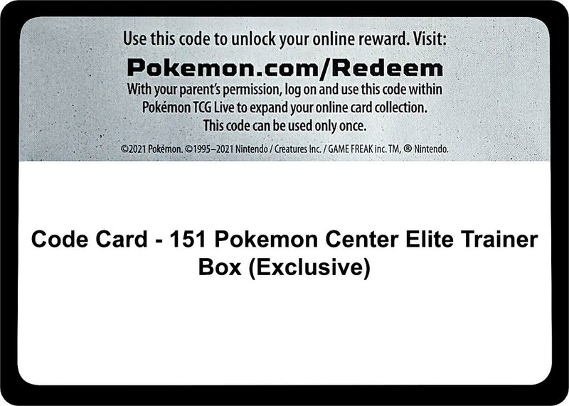 Image for Code Card - 151 Pokemon Center Elite Trainer Box (Exclusive) - Pokemon