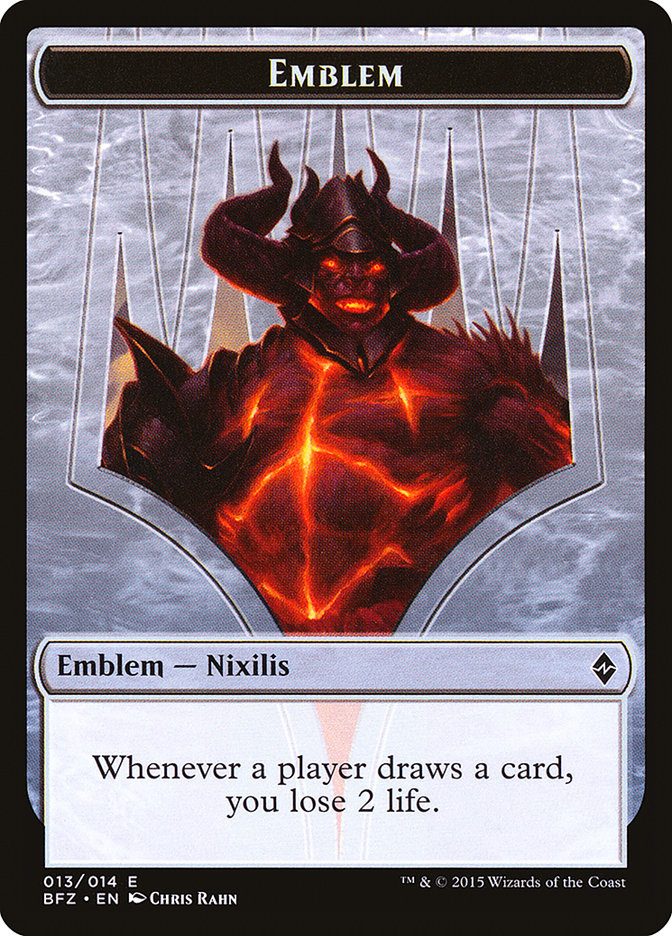 Emblème d'Ob Nixilis réanimé [Jetons de Bataille pour Zendikar]