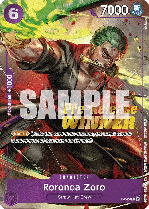 Roronoa Zoro (Torneo de Prelanzamiento OP-06) [Ganador] [Cartas Promocionales de One Piece]