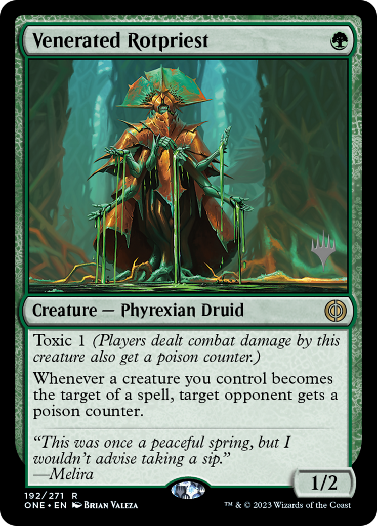 Prêtre de la pourriture vénéré (Booster promo) [Phyrexia: All Will Be One Promos]