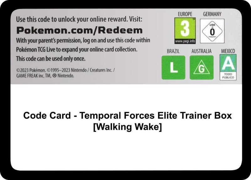 Image for Code Card - Temporal Forces Pokemon Center Elite Trainer Box (Exclusive) [Walking Wake] - Pokemon