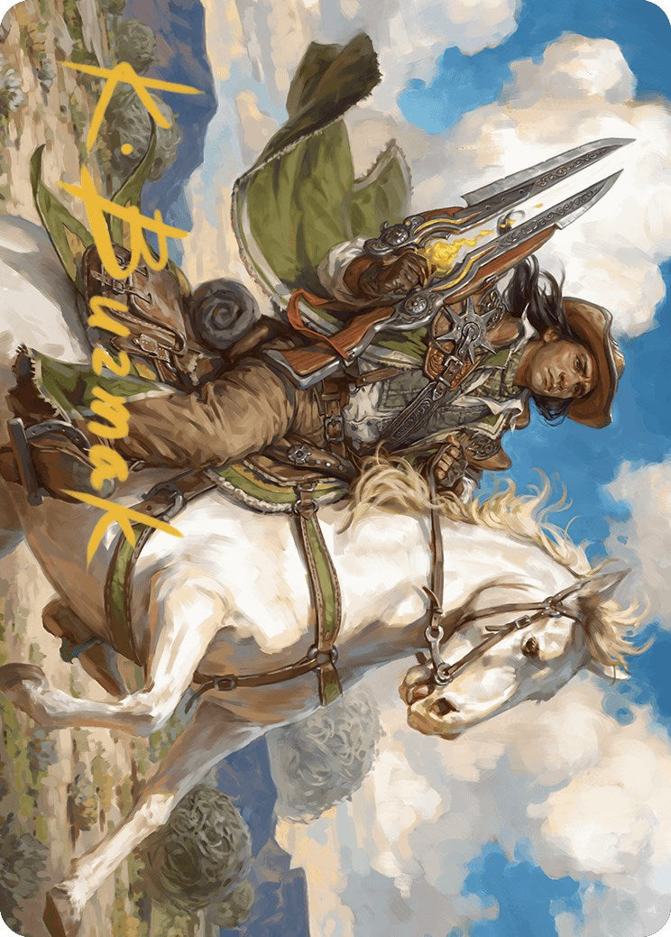 Wylie Duke, héros Atiin Carte artistique (Signature estampée or) [Série d'illustrations Les hors-la-loi de Croisetonnerre]