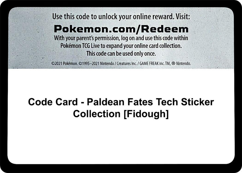 Image for Code Card - Paldean Fates Tech Sticker Collection [Fidough] - Pokemon