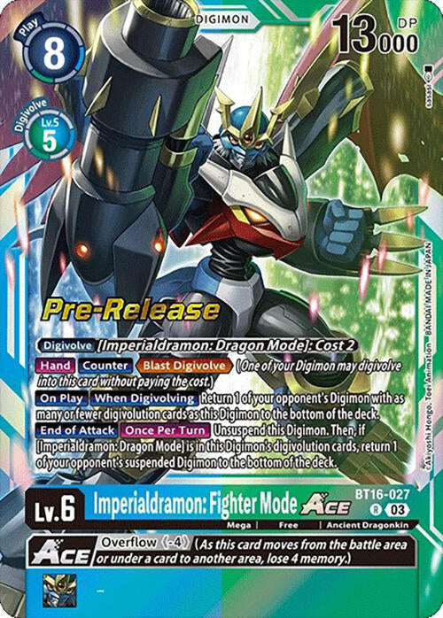Imperialdramon: Modo Guerrero Ace [BT16-027] [Cartas Promocionales de Prelanzamiento de Observador Inicial]