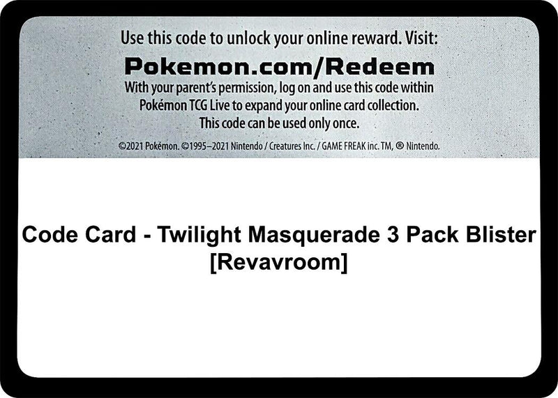 Image for Code Card - Twilight Masquerade 3 Pack Blister [Revavroom] - Pokemon