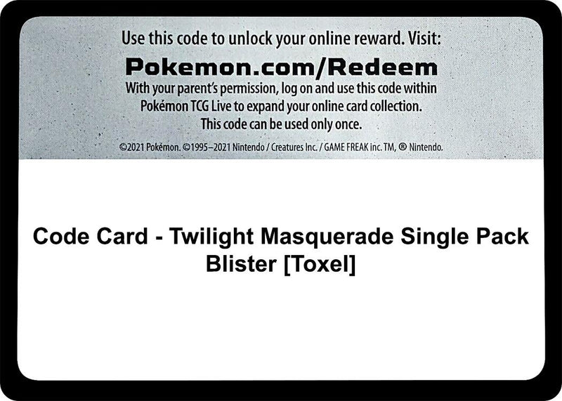 Image for Code Card - Twilight Masquerade Single Pack Blister [Toxel] - Pokemon