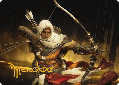 Tarjeta artística de Bayek de Siwa (firma estampada en oro) [Serie de arte de Assassin's Creed]