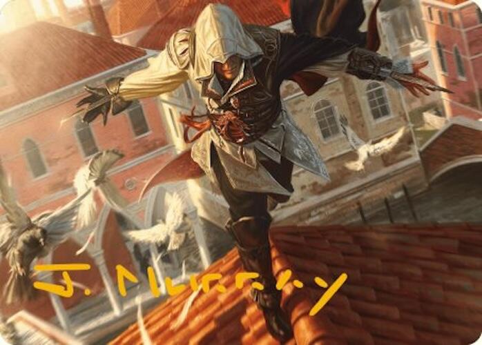 Ezio, Lame de la Vengeance Carte artistique (Signature estampillée or) [Série artistique Assassin's Creed]