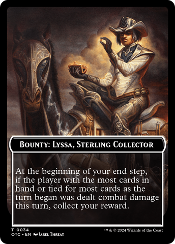 Recompensa: Lyssa, la coleccionista de Estalactitas // Ficha de doble cara de las reglas de Recompensa [Outlaws of Thunder Junction Commander Tokens]