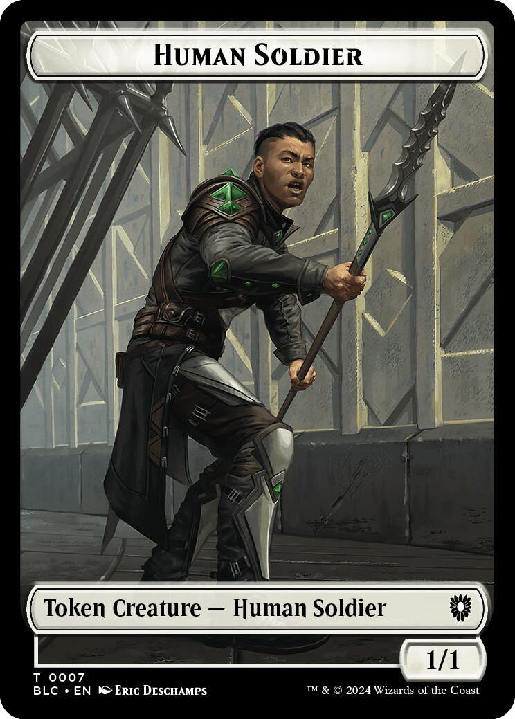 Soldat humain // Loup (035) Jeton recto-verso [Jetons Commander de Bloomburrow]