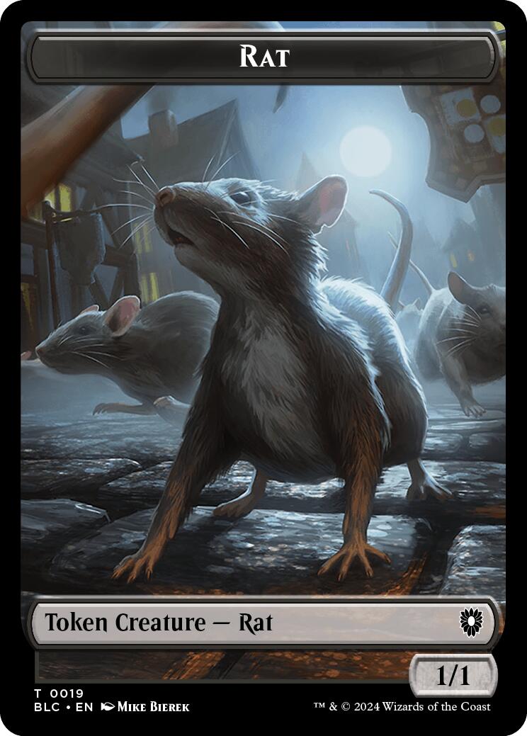 Jeton double-face Rat // Raton laveur [Jetons Commandeur Bloomburrow]
