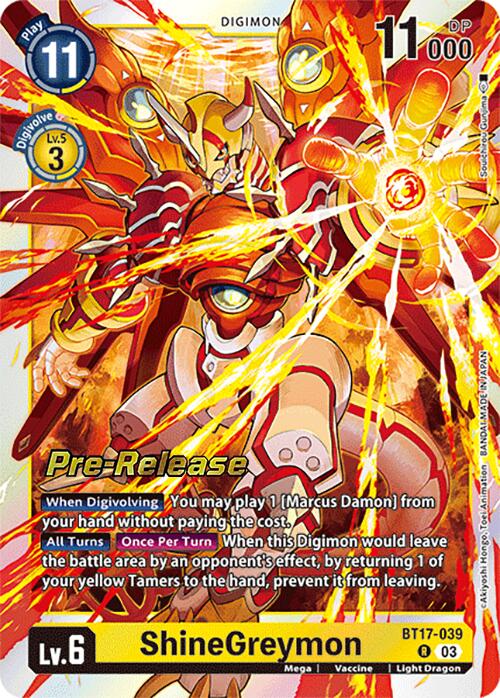 ShineGreymon [BT17-039] [Cartes d'avant-première Crise Secrète]