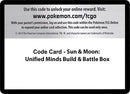 Image for Code Card - Sun & Moon Unified Minds Build & Battle Box - Pokemon