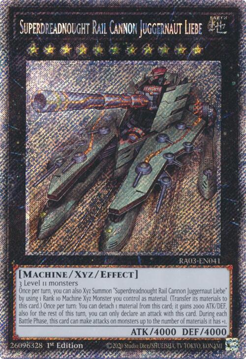 Super Cuirassé Canon Ferroviaire Juggernaut Liebe (Secrète Rare Platine) [RA03-EN041] Secrète Rare Platine