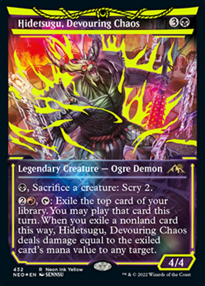 Hidetsugu, le Chaos Dévorant (Encre néon jaune) [Kamigawa : La Dynastie néon]