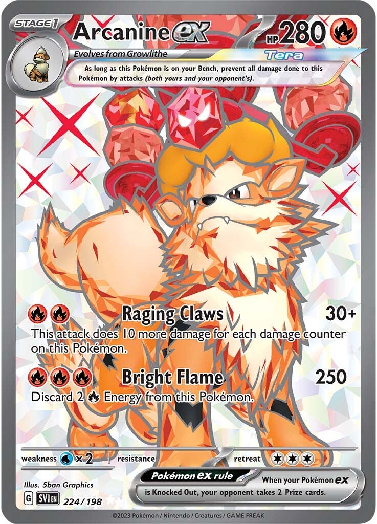Arcanine ex (224/198) [Escarlata y Púrpura: Set Base]