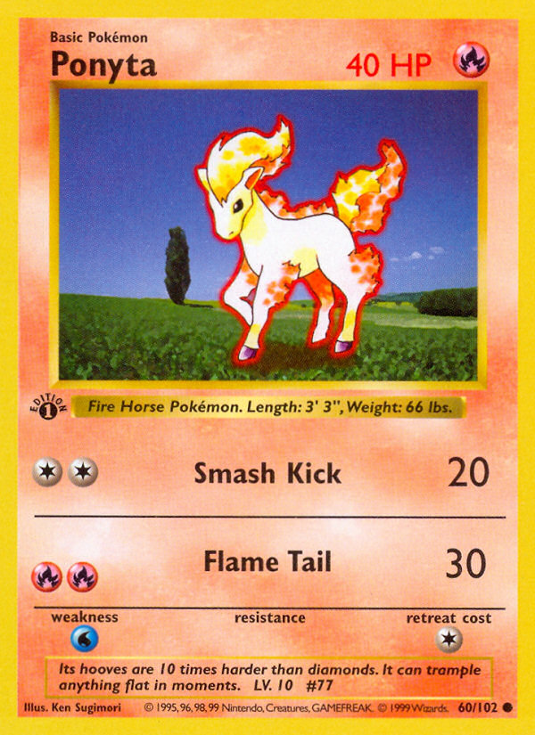 Ponyta (60/102) (Sans Ombre) [Set de Base 1ère Édition]