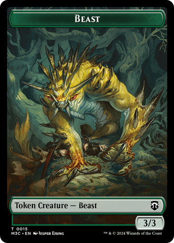 Bestia (0015) (lámina ondulada) // Insecto (0025) Ficha de dos caras [Modern Horizons 3 Commander Tokens]