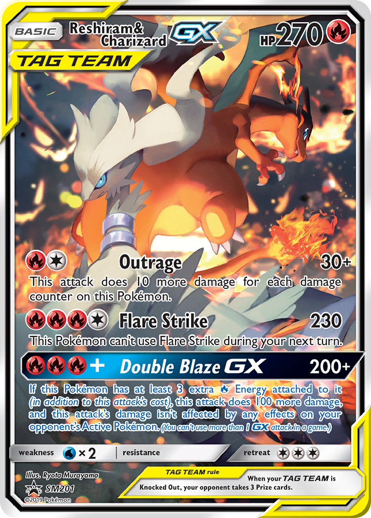 Reshiram et Dracaufeu-GX (SL201) [Soleil et Lune : Promos Étoiles Noires]
